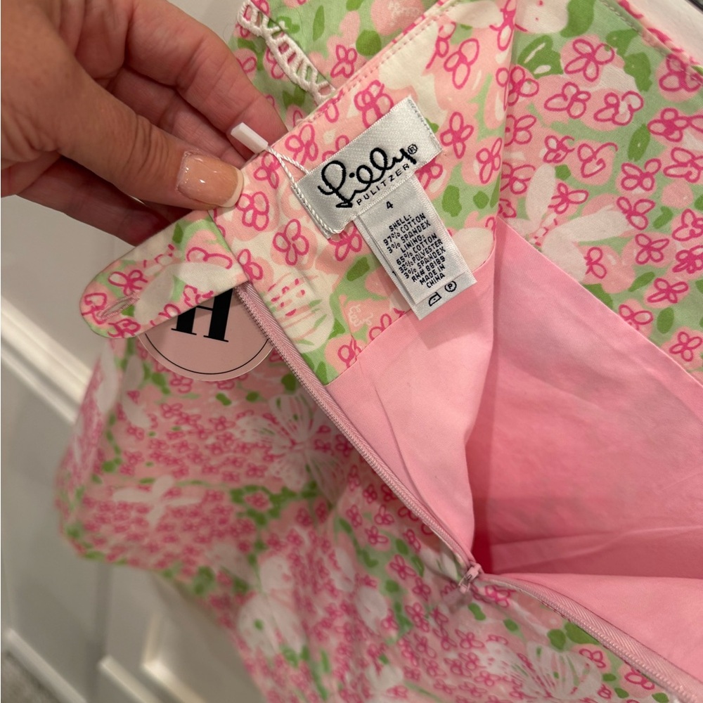 Lilly Pulitzer Pink & Green Floral Cotton Mini Skirt - Picture 4 of 4